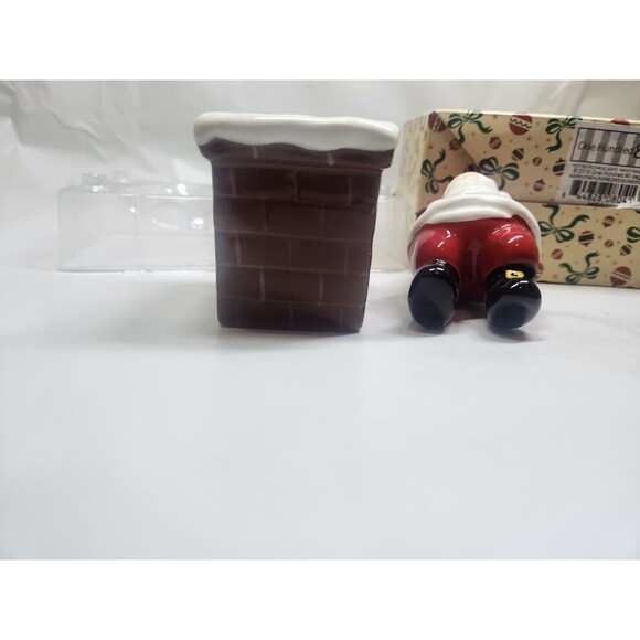 Santa Salt and Pepper  Tinsel Town Santa In Chimney Ceramic Set 180 Degrees - Picture 6 of 13